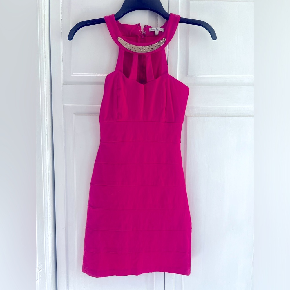 Hot Pink bodycon dress- size XS